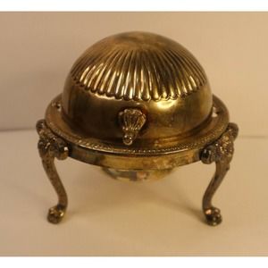 Vintage Caviar Butter Dish Domed Lid Silver Plated Leonard